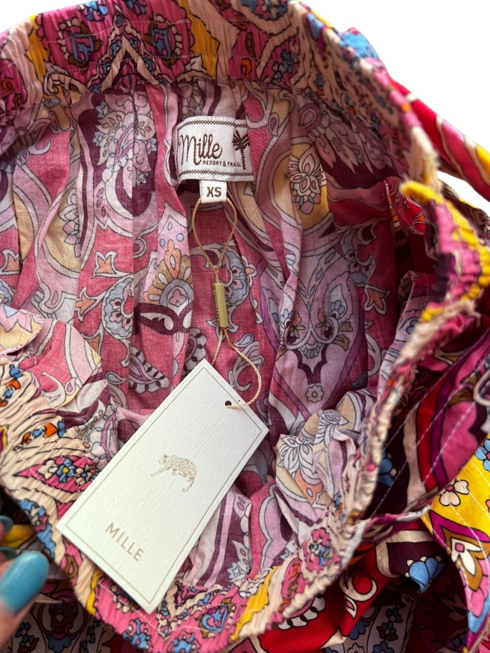 Millie (Anthropologie) Francoise Midi Skirt Colorful Cotton Boho Tiered NWT XS - Picture 4 of 5